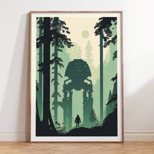 Endor Star Wars Minimalist Planet Poster, Star Wars Endor Travel Galaxy Wall Art, Hoth, Bespin, Tatooine, Endor, Star Wars Gift Fan Art