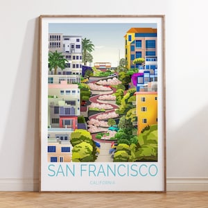 San Francisco Reiseplakat, San Francisco Kalifornien Plakat, San Francisco Lampwork Street, Reisegeschenk für Sie