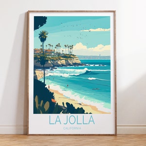 La Jolla California Coastal Travel Poster, La Jolla Poster Wall Art, La Jolla California Travel Wall Art, San Diego Travel Poster