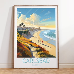 Carlsbad California Travel Poster, Carlsbad California Coastal Wall Art, Carlsbad Travel Wall Art, Carlsbad Poster
