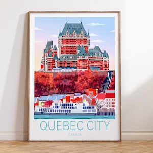 Quebec City Canada Travel Poster, Quebec City Travel Poster Wall Art, Canada Quebec City Travel Wall Art, Quebec Travel Poster