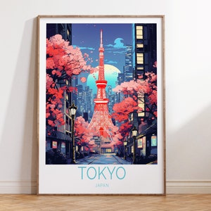 Tokyo Tower Japan Travel Poster, Tokyo Japan Poster Wall Art, Tokyo Japan Travel Wall Art, Traveler Gift, Japanese Poster