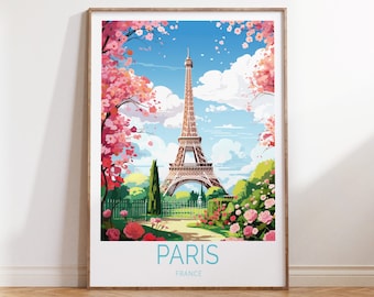 Paris Travel Poster, Eiffel Tower, Paris france poster, Eiffel tower print, Honeymoon gift, Custom Travel Poster, Personalised Gift