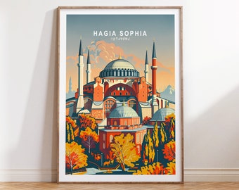Hagia Sophia Istanbul Poster, Turkey Istanbul Wall Art Decor, Hagia Sophia Artwork Poster, Personalised Present, Wedding Gifts