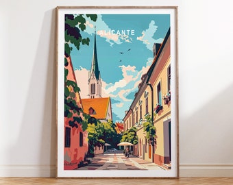 Alicante Poster, Spain Travel Print, Alicante Wall Art, Alicante Spain Travel Poster, Home Decor, Birthday Present, Wedding Gifts