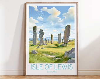 Isle Of Lewis Travel Poster, Scotland Travel Wall Art, Isle Of Lewis Scotland Travel Wall Art, Scotland Travel Print, Traveler Gift