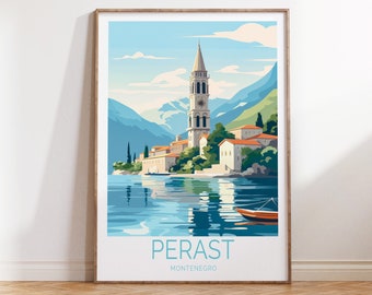 Perast Montenegro Travel Poster, Montenegro Travel Wall Art, Perast Travel Print, Birthday Present, Home Decor Gifts