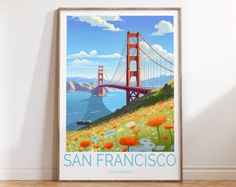 San Francisco Travel Poster, Golden Gate Bridge, San Francisco California print, Wedding gift, Custom Travel Poster, Personalised Gift