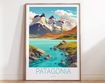 Patagonia Chile Travel Poster, Patagonia Chile Wall Art, Patagonia Chile Travel Wall Art, Patagonia Chile Travel Gift, Traveler Gift
