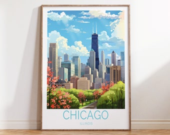 Chicago Travel Poster, Chicago USA poster, Chicago print, Wedding gift, Custom Travel Poster, Personalised Gift