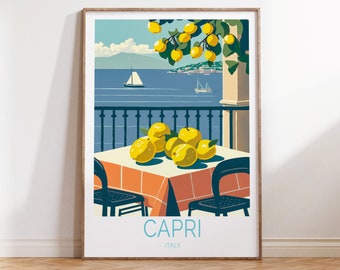カプリレモンイタリア旅行ポスター、カプリ海岸旅行ウォールアート、イタリア海岸旅行ウォールアート、ソレントカプリレモンイタリア旅行ギフト