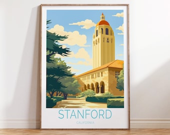 Stanford University Campus Travel Poster, Stanford California Poster, San Francisco Stanford Travel Wall Art, California Travel Gift