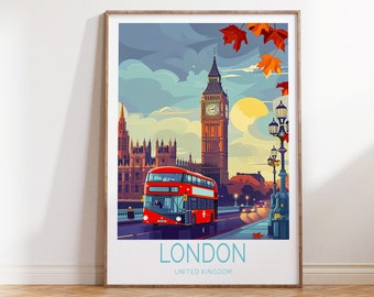 London reseposter, Storbritannien reseväggkonst, London väggkonst, London Big Ben England gåvor, födelsedagspresent