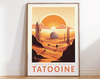 Cartel del planeta Tatooine Star Wars, Star Wars Tatooine Travel Galaxy Wall Art, Hoth, Bespin, Tatooine, Endor, Star Wars Gift Fan Art