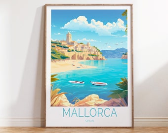 Mallorca Spain Travel Poster, Mallorca Spain Poster Wall Art, Mallorca Spain Travel Wall Art, Spain Travel Poster