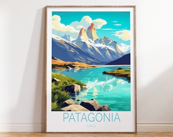Patagonia Chile Travel Poster, Patagonia Chile Wall Art, Patagonia Chile Travel Wall Art, Patagonia Chile Travel Gift, Traveler Gift