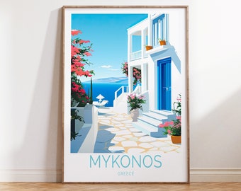 Mykonos Greece Travel Poster, Mykonos Wall Art, Greece Travel Gifts, Mykonos Greece Travel Poster, Mykonos Greece Travel Art
