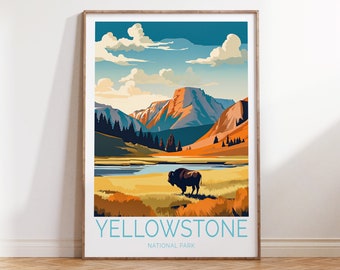 Parc national de Yellowstone, affiche de Yellowstone, art mural de voyage de Yellowstone, cadeau de voyage du parc national de Yellowstone