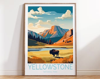 Yellowstone National Park, Yellowstone Poster, Yellowstone Travel Wall Art, Yellowstone National Park Travel Gift