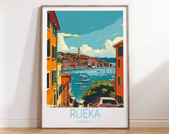 Rijeka Europe Poster, Croatia Rijeka City Wall Decor, Rijeka Croatia Coast Poster Print, Wedding Gifts, Personalised Present