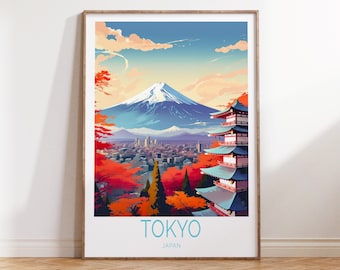 Poster di viaggio di Tokyo, poster di Tokyo Giappone, arte murale di viaggio di Tokyo Giappone, regalo per viaggiatori di Tokyo, regalo di compleanno