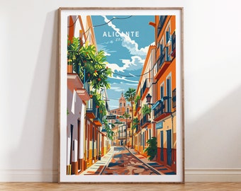 Alicante Spain Poster Print, Spain City Wall Art, Alicante Cityscape Poster, Travel Poster, Personalised Present, Wedding Gifts