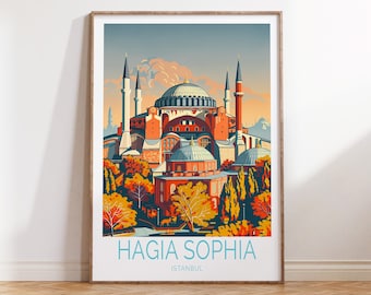 Hagia Sophia Poster, Istanbul Travel Print, Turkey Landmark