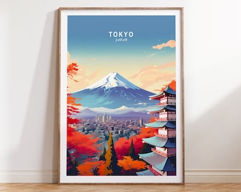 Poster di viaggio a Tokyo, regalo di viaggio a Tokyo, Giappone, decorazioni murali a Tokyo, regali personalizzati per viaggiatori in Giappone, regali di compleanno