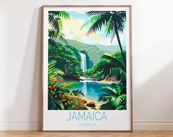 Jamaica Caribbean Travel Print, Caribbean Island Poster, Jamaica Wall Art, Travel Home Decor, Personalised Gifts, Wedding Present