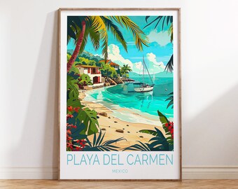 Playa Del Carmen Poster, Mexico Prints, Playa Del Carmen Coastal Poster, Mexico Wall Art, Personalised Gifts, Wedding Present