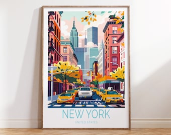 New York City Travel Poster Print, United States Wall Art, New York USA Print, City Poster, Personalised Gifts, Birthday Present