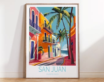 San Juan Poster, Puerto Rico City Travel Print, San Juan Puerto Rico Wall Art, Home Decor, Birthday Present, Personalised Gifts