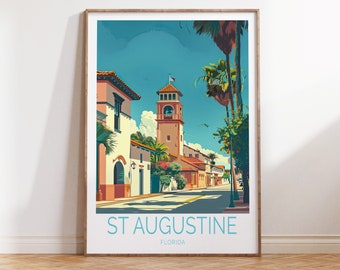 St. Augustine Travel Poster, Florida Travel Wall Art, USA City Poster, St. Augustine Florida Travel Gifts, Personalised Gifts