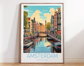 Amsterdam Travel Poster Netherlands Travel Poster, Amsterdam