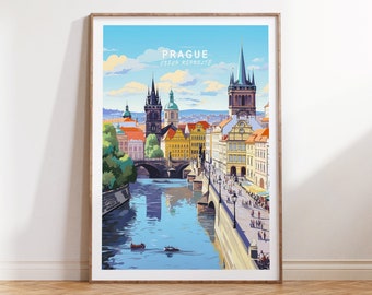 Prague Poster, Prague Czech Republic Travel Poster, Prague Travel Gift, Czech Republic Print, Birthday Gift, Wedding Gifts