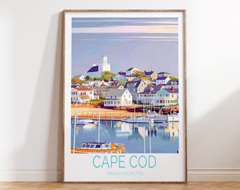 Cape Cod Travel Poster, Massachusetts Wall Art, Massachusetts Cape Cod Wall Decor, Cape Cod Traveler Gifts, Birthday Gifts