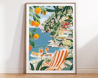 Amalfi Travel Print, Italy Amalfi Coast Wall Art, Amalfi Gifts, Italy Amalfi Home Decor, Wedding Gift, Personalised Gifts