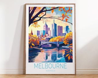 Melbourne Travel Print, Australia Poster, Melbourne Australia Travel Wall Art, Australia Gifts, Personalized Gift, Birthday Gifts