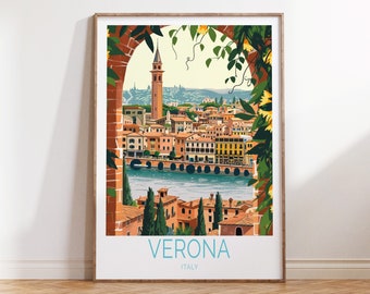 Verona Italy Travel Print, Italy Wall Art, Verona Italy Wall Decor, Italy Custom Travel Poster, Wedding Gifts, Birthday Gifts