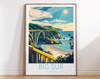 Reisposter van Big Sur, Californië, kustprint, muurdecoratie met snelwegmotief