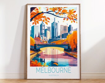 Melbourne Travel Poster, Australia Poster, Melbourne Australia Travel Wall Art, Australia Travel Gifts, Personalized Gift