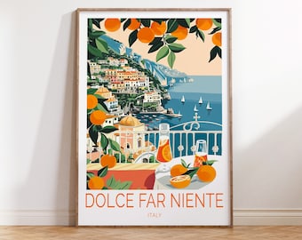 Dolce Far Niente Italy Travel Poster, Italy City Wall Art, Retro Spritz Art, Dolce Far Niente Wall Decor, Personalised Gifts