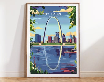 St. Louis Poster, Missouri St. Louis Travel Wall Art, The Gateway Arch National Park Poster, Missouri Gifts, Travel Poster
