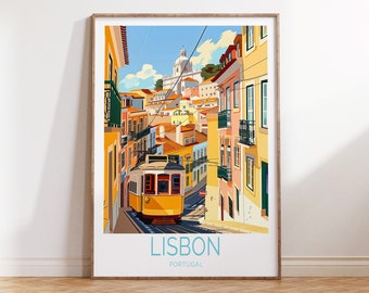 Lisbon Travel Print, Lisbon Portugal Poster, Portugal City Wall Art, Travel Home Decor, Personalised Gifts, Birthday Present