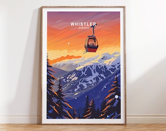 Whistler Canada Travel Poster, Canada City Wall Art, Whistler Ski Print, Canada Travel Print, Personalised Gifts, Birthday Present