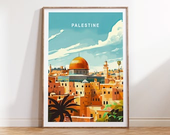 Palestine Al-Aqsa Mosque Poster, Palestine Gaza Wall Art Decor, Jerusalem Travel Gift, Palestine Custom Travel Poster, Home Decor