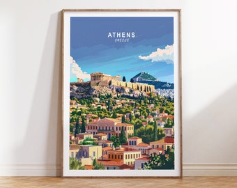 Athens Travel Poster, Greece Wall Art, Parthenon Travel Poster, Greece Athens Travel Gift, Birthday Present, Wedding Gifts