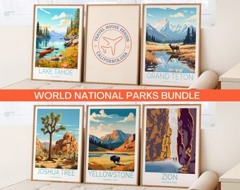 Money Saving Bundle, Buy 3, Get 2 Free, National Parks Travel Poster Bundle, Travel Poster Wall Art, National Parks Set Of 5 Travel Prints