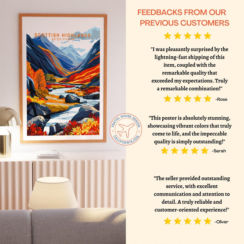 Scottish Highlands Travel Poster, Scottish Highlands United Kingdom