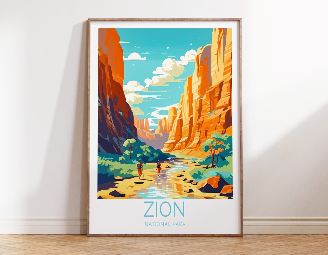 Zion Utah National Park Travel Poster, Zion Utah Poster, Zion Utah